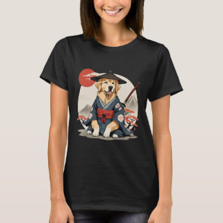 Niedlich Golden Retriever als Samurai Jahrgang Jap T-Shirt