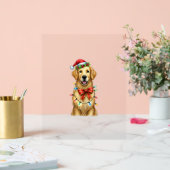 Niedlich Golden Retriever Dog Coquette Bow Weihnac Acrylschild (Hochzeit)