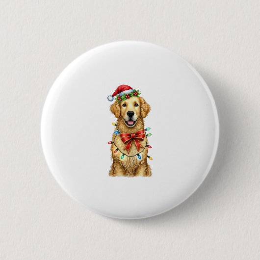 Niedlich Golden Retriever Dog Coquette Bow Weihnac Button (Vorderseite)