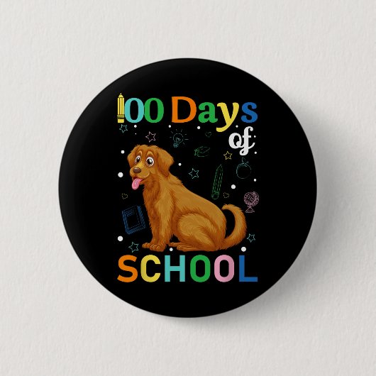 Niedlich Golden Retriever Dog Lovers Student 100. Button (Vorderseite)