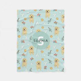 Niedlich Golden Retriever Dog Monogram Kids Fleecedecke