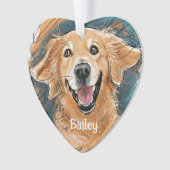 Niedlich Golden Retriever Dog Personalisiert Ornament (Vorderseite)