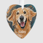 Niedlich Golden Retriever Dog Personalisiert Ornament (Vorderseite)