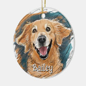 Niedlich Golden Retriever Dog Personalisiert Weihn Keramik Ornament (Links)