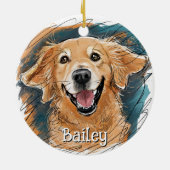 Niedlich Golden Retriever Dog Personalisiert Weihn Keramik Ornament (Hinten)