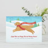 Niedlich Golden Retriever Dog Schnee Weihnachten (Stehend Vorderseite)