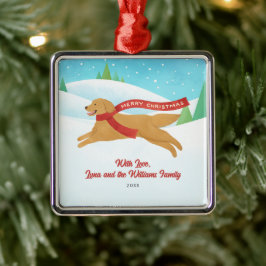 Niedlich Golden Retriever Dog Schnee Weihnachten Ornament Aus Metall