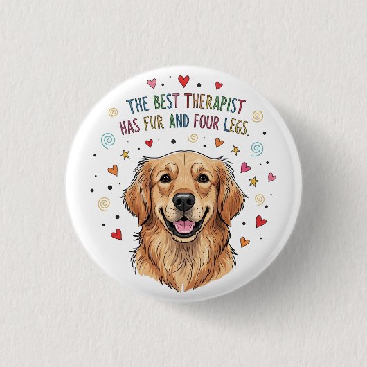 Niedlich Golden Retriever Doodle Button (Vorderseite)
