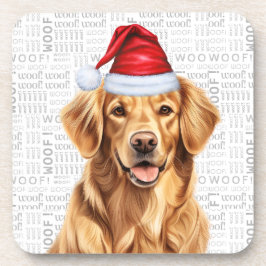 Niedlich Golden Retriever Hund in einer Weihnachts Getränkeuntersetzer