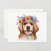 Niedlich Golden Retriever Hund mit Blume Postkarte (Vorne/Hinten)
