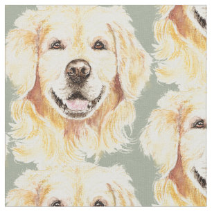 Niedlich Golden Retriever Hund Tierdruck Aquarell Stoff