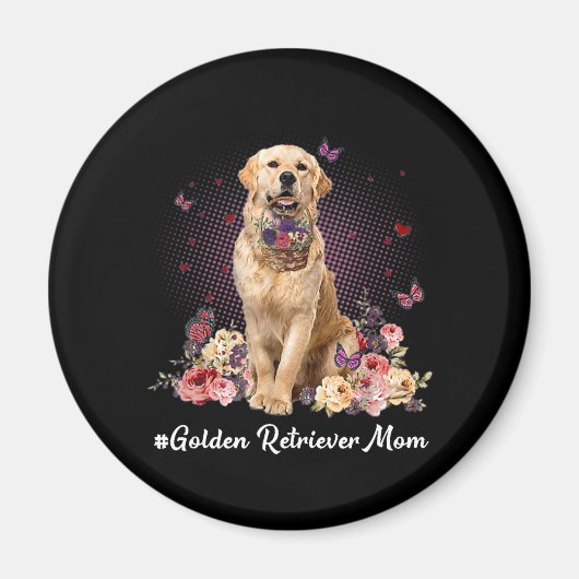 Niedlich Golden Retriever Mama Blume Happy Mother Magnet (Vorne)