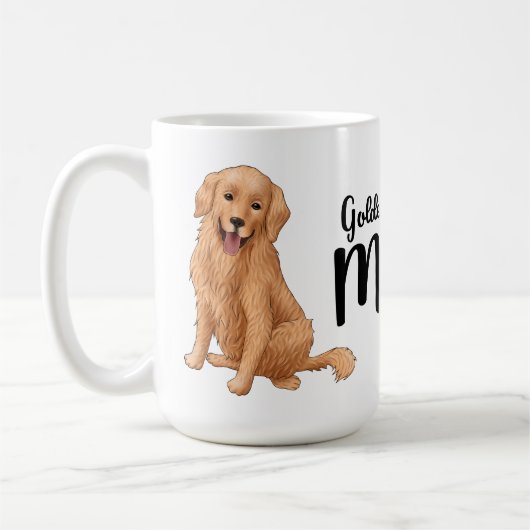 Niedlich Golden Retriever Mama Gift Cartoon Welpen Kaffeetasse (Links)