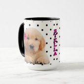 Niedlich Golden Retriever Personalisiert Rosa Blum Tasse (Vorderseite Links)