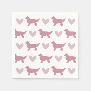 Niedlich Golden Retriever Pink Dose Valentine Serviette
