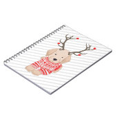 Niedlich Golden Retriever Puppy Christmas Antlers Notizblock (Linke Seite)