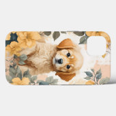 Niedlich Golden Retriever Puppy Yellow Flowers Case-Mate iPhone Hülle (Rückseite (Horizontal))