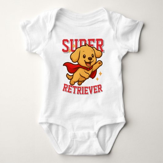 Niedlich Golden Retriever Superheldin Unisex Mann Baby Strampler (Vorderseite)