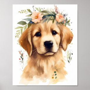 Niedlich Golden Retriever Wasserfarbe Adorable Hun Poster