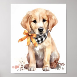 Niedlich Golden Retriever Wasserfarbe Adorable Hun Poster
