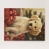 Niedlich Golden Retriever Weihnachtsbaum Puzzle (Horizontal)
