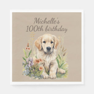 Niedlich Golden Retriever Welpe 100. Geburtstag Serviette