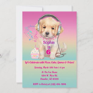 Niedlich Golden Retriever Welpe Personalisiert Geb Einladung
