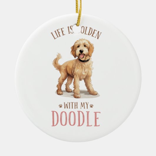 Niedlich Goldendoodle Dog Keramik Ornament (Vorne)