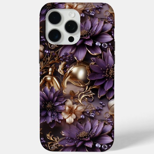 Niedlich goldfarben und Lila floral botanisch Case-Mate iPhone Hülle (Rückseite)