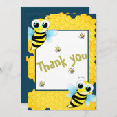 Niedlich-Goldgelbe Bienendusche Dankeskarte (Vorne/Hinten)