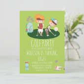 Niedlich Golf Birthday Party Boy Girl Green Einlad Einladung (Stehend Vorderseite)