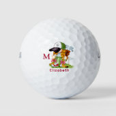Niedlich Golfer Gnome Personalisiert Modernes Mono Golfball (Vorderseite)