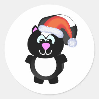 Niedlich Goofkins Xmas skunk santa Runder Aufkleber