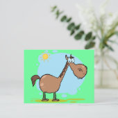 Niedlich Goofy Brown Cartoon Horse Postkarte (Stehend Vorderseite)