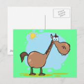 Niedlich Goofy Brown Cartoon Horse Postkarte (Vorne/Hinten)