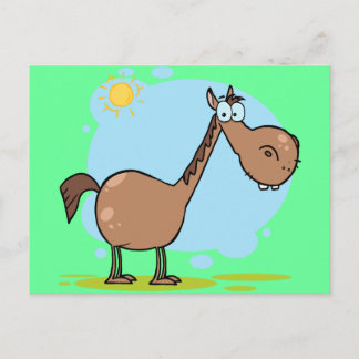 Niedlich Goofy Brown Cartoon Horse Postkarte