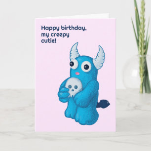 Niedlich Goth Birthday Wish - Blue Demon Karte