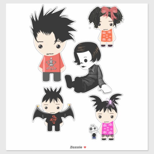 Niedlich Goth Children Boys Clip Art Aufkleber (Blatt)