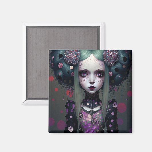Niedlich Goth Girl Lila Black Fantasy Art Magnet (Vorderseite/Rückseite)