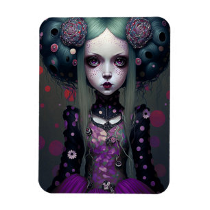 Niedlich Goth Girl Lila Black Fantasy Art Magnet