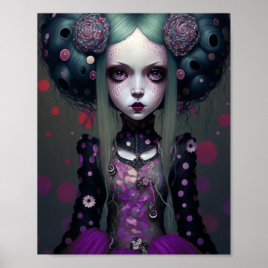 Niedlich Goth Girl Lila Black Fantasy Art Poster (Vorne)