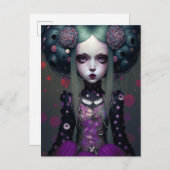Niedlich Goth Girl Lila Black Fantasy Art Postkarte (Vorne/Hinten)