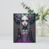 Niedlich Goth Girl Lila Black Fantasy Art Postkarte (Stehend Vorderseite)