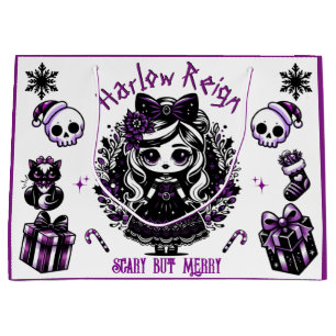 Niedlich Goth Girl Lila & Black Gothic Weihnachten Große Geschenktüte