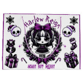 Niedlich Goth Girl Lila & Black Gothic Weihnachten Große Geschenktüte (Rückseite)