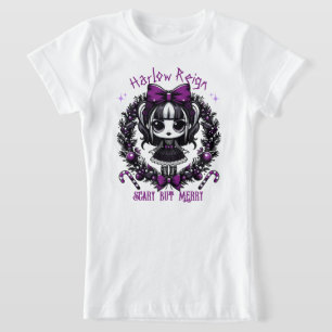 Niedlich Goth Girl Lila & Black Gothic Weihnachten T-Shirt