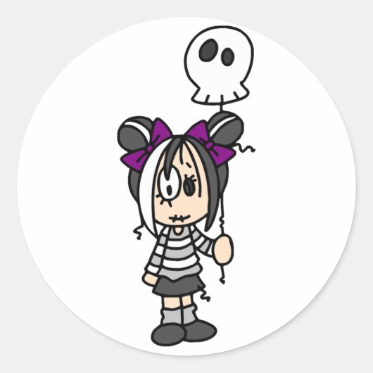 Niedlich Goth Girl Runder Aufkleber (Vorderseite)
