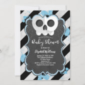 Niedlich Goth Punk Skull Blue Baby Dusche Einladun Einladung (Vorderseite)