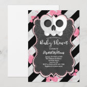 Niedlich Goth Punk Skull Girl Babydusche Einladung (Vorne/Hinten)