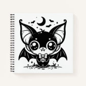 Niedlich Goth Vampire Bat Spooky Kawaii Notizblock (Vorderseite)